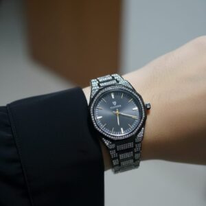 Black Chain With White Stone Watch